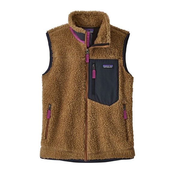 Patagonia Womens Classic Retro-X Fleece Vest Nest Brown/Pitch Blue/Magenta Small - Picture 5 of 7